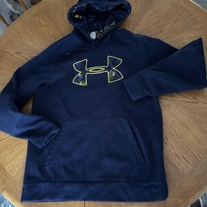 Under Armour Navy & Yellow Fleece Winter Sweatshirt Hoodie Sweater with UA logo
